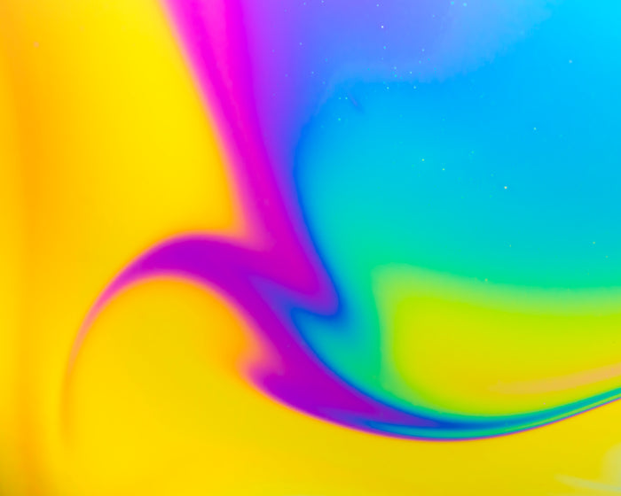 Vibrant, kaleidoscopic abstract art. Soap Film Photography. Science creates art.
